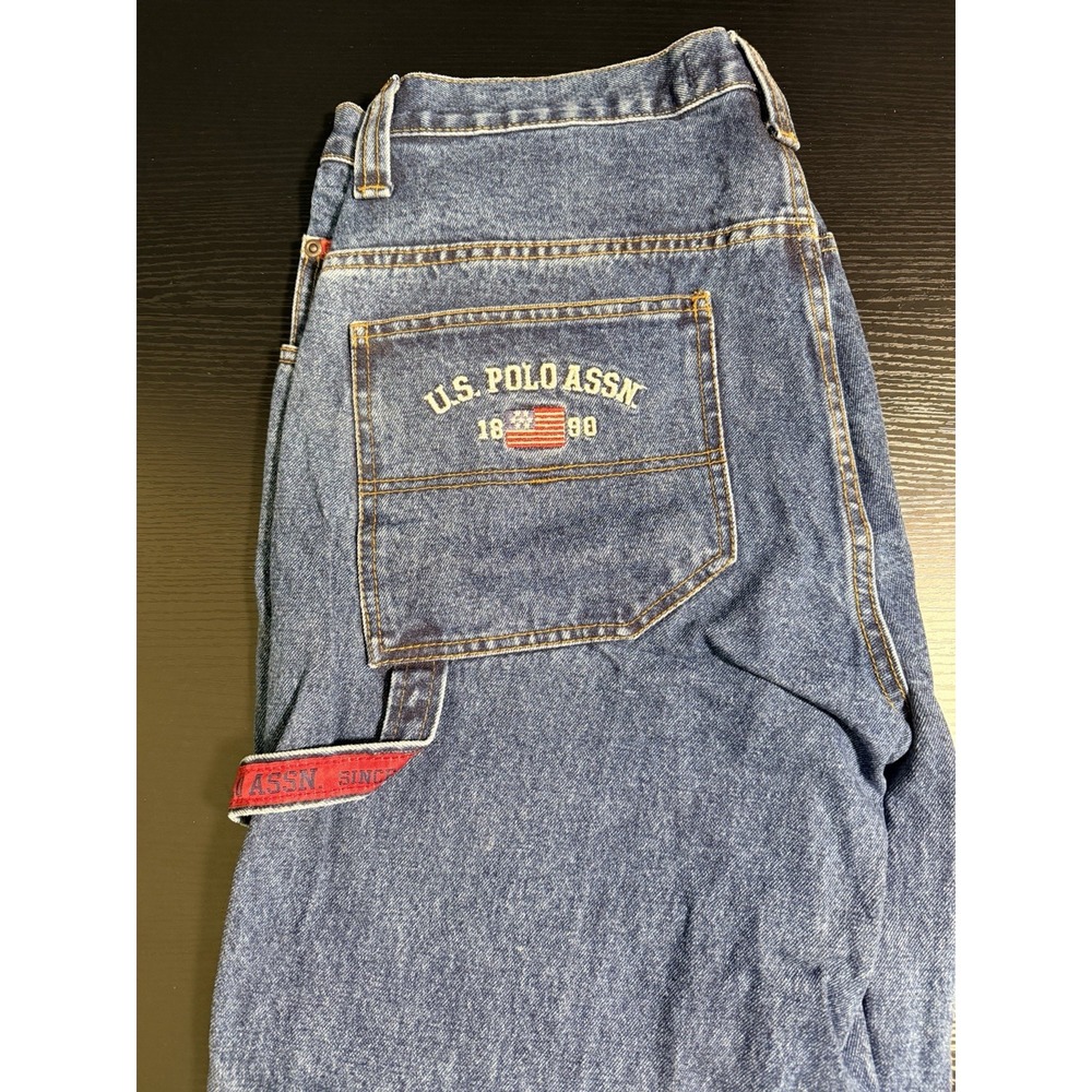 Vintage U.S. Polo Assn Jeans Mens 34x30 Blue Carpenter Baggy Y2K Embroidered